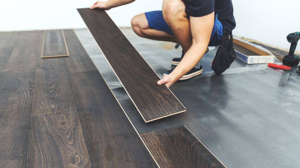 Flooring wood carpet installing