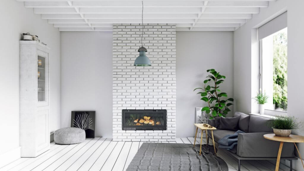 modern white walls grey trim